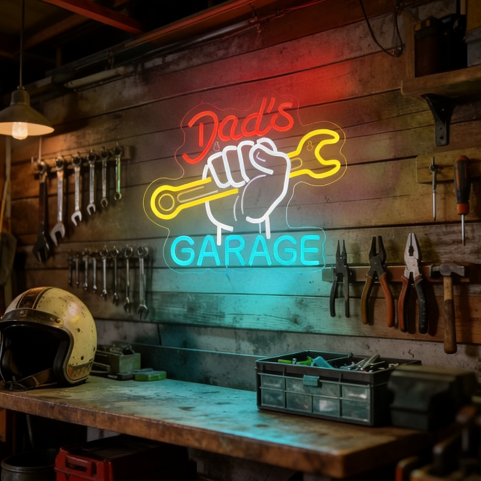 Dad's Garage Neon Sign LED Wal - Auto Repair Shop Open recensione e prezzo