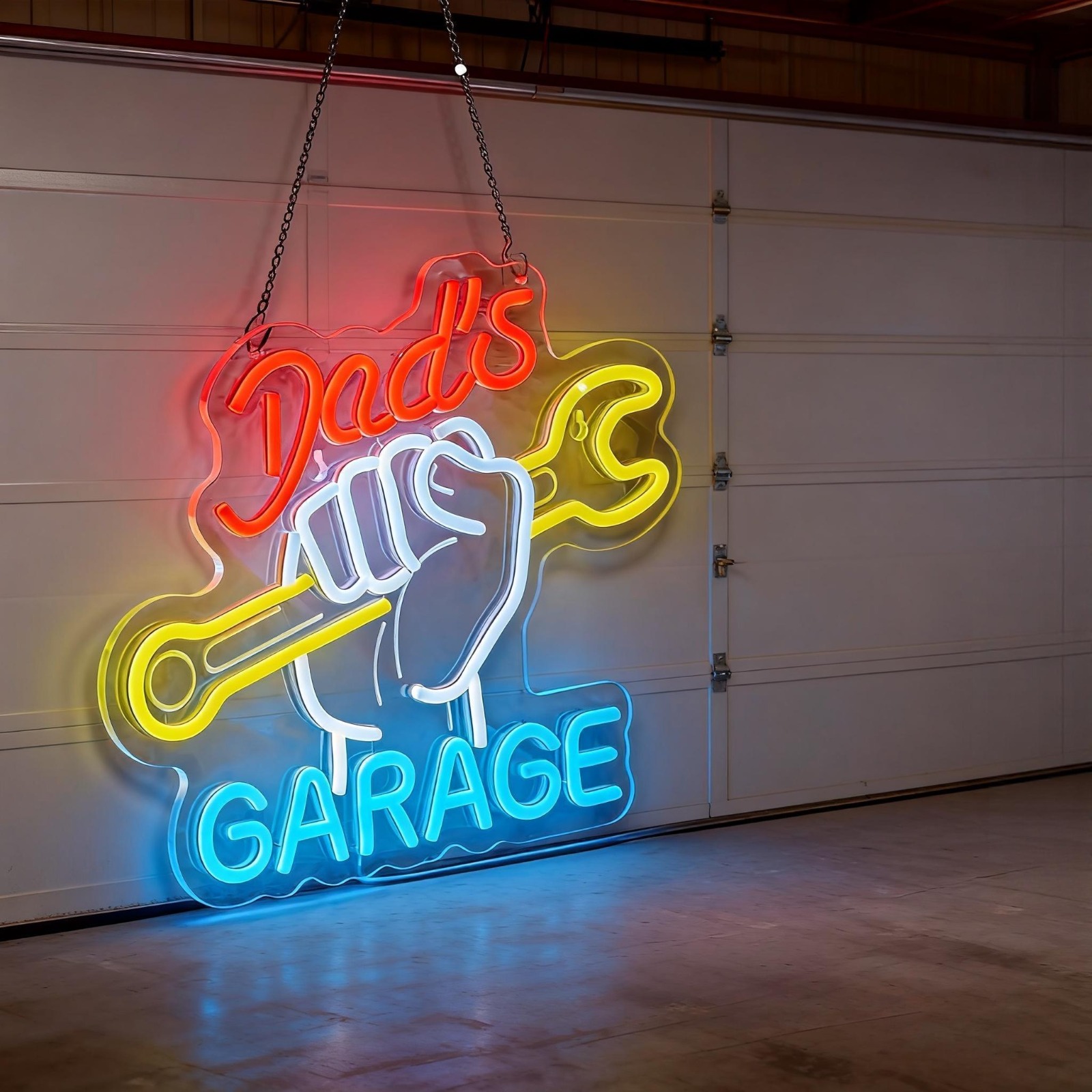 Dad's Garage Neon Sign LED Wal - Auto Repair Shop Open recensione e prezzo